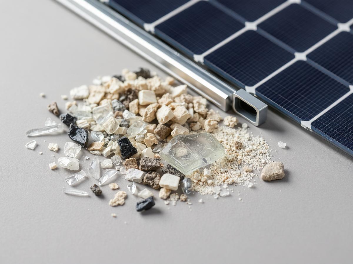 Zurückgewonnene Rohstoffe aus recycelten Solarmodulen: Glas, Aluminium und Silizium